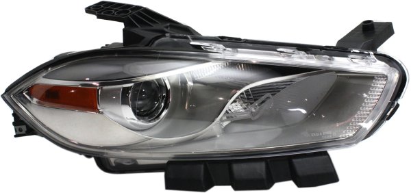 Headlight for Dodge Dart 2013-2016, Right (Passenger), Lens and Housing, Xenon, without HID Kit, Chrome Interior, Replacement