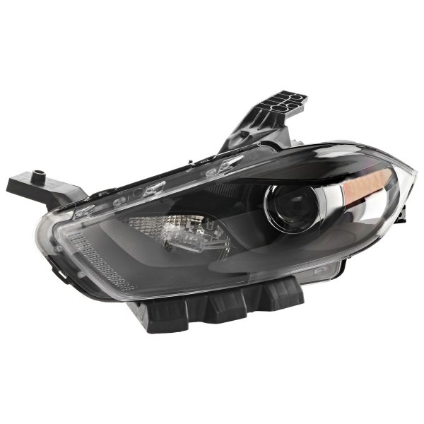Headlight for Dodge Dart (2013-2016), Left (Driver) Side, Lens and Housing, Xenon, Without HID Kit, Black Interior, Replacement