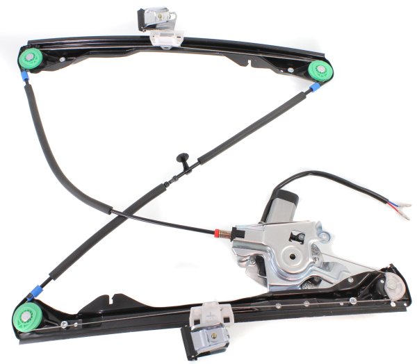 Front Window Regulator with Motor for Ford Focus 2000-2007, Left (Driver), Power, 3-Door Hatchback, 2 Pins, Replacement