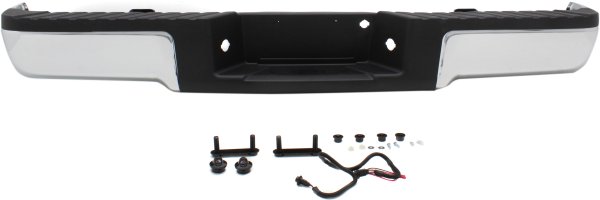 Step Bumper, Face Bar and Pad for Ford F-150 2009-2014, with Pad Provision, without Mounting Bracket, Chrome, without Rear Object Sensor Holes and Towing Package, excluding Raptor Model, Styleside, Replacement