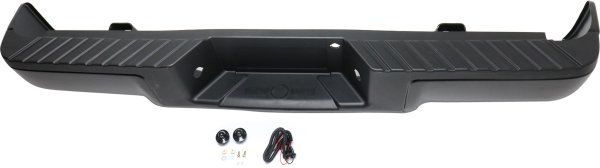 Step Bumper, Face Bar and Pad for Ford F-150 2009-2014, Styleside, with Pad Provision without Mounting Bracket, Powdercoated Black, without Rear Object Sensor Holes and Towing Package, Replacement