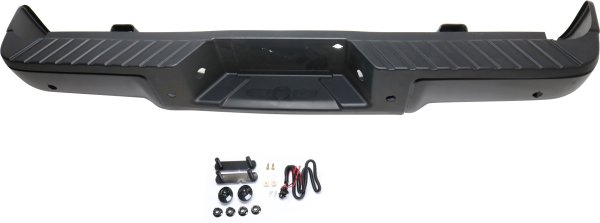 Step Bumper Face Bar and Pad for Ford F-150 2009-2014, w/ Pad Provision, w/o Mounting Bracket, Powdercoated Black, w/ Rear Object Sensor Holes, w/o Towing Package, Styleside, Replacement