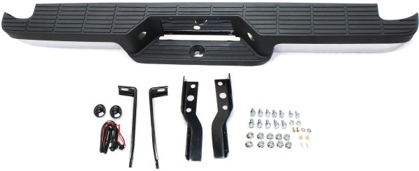 Step Bumper Face Bar and Pad for Ford Ranger 1993-2011, with Pad Provision and Mounting Bracket, Chrome, Includes Pads, Hitch Style, Fleetside, Replacement