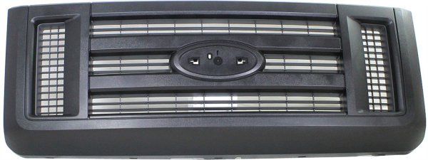 Grille for Ford Econoline Van 2008-2021, Plastic Material in Painted Black Shell and Insert, Replacement