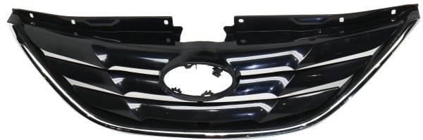 Grille for Hyundai Sonata 2011-2014, Paint to Match Shell and Insert, with Chrome Molding, Type 1, Excludes Hybrid Model, Replacement