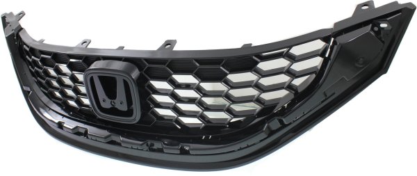 Painted Black Shell and Insert Grille for 2013-2015 Honda Civic Sedan, Suitable for EX, EX-L, SI Models, Replacement