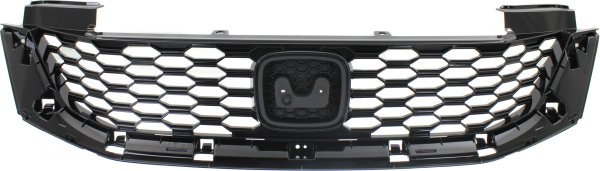 Grille for Honda Accord Coupe 2013-2015, Painted Black Shell and Insert, Replacement