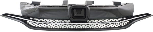Grille for Honda CIVIC 2014-2015, Textured Insert with Chrome Trim, Excludes Si Model, Coupe, Replacement
