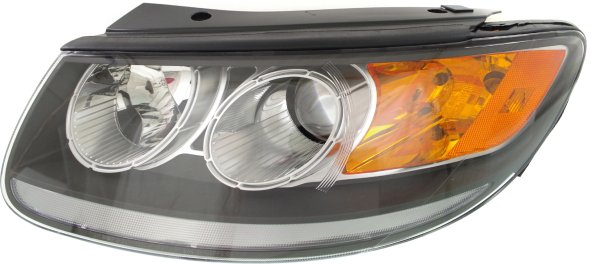 Headlight Assembly for Hyundai Santa Fe 2010-2012, Left (Driver), Halogen, Clear Reflector, Replacement