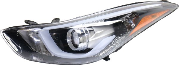 Headlight Assembly for Hyundai Elantra 2014-2016 & Elantra Coupe 2013-2014, Left (Driver), Halogen with LED Position Light, for 2014-2016 Sedan, Korea Built Vehicle, Replacement