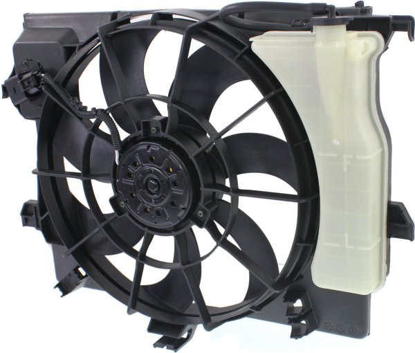 Radiator Fan Assembly for Hyundai Accent/Veloster 2012-2013, Automatic Transmission, Includes Coolant Tank and Resistor, Replacement