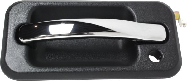 Front Exterior Door Handle for Hummer H2 (2003-2009), Left (Driver), Textured Black Bezel, Chrome Lever, with Keyhole, Replacement