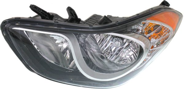 Headlight Assembly for Hyundai Elantra 2011-2013, Elantra Coupe 2013-2014, Halogen, Left (Driver), without LED Position Light, Suitable for Coupe and Sedan Korea Built Vehicle, Replacement