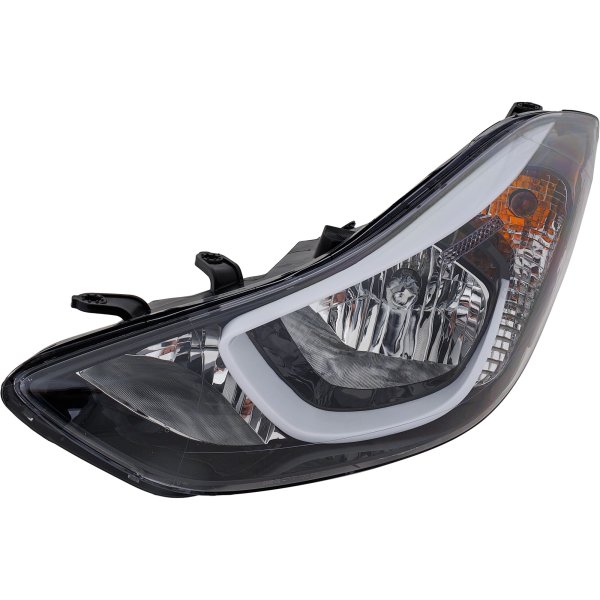 Headlight Assembly for Hyundai Elantra Sedan, USA Built Vehicle, Years 2014-2016, Halogen, without LED Position Light, Left (Driver) Side, Replacement