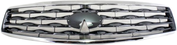 Grille for Infiniti FX35/FX50 2009-2011, Chrome Shell with Titanium Insert, Replacement