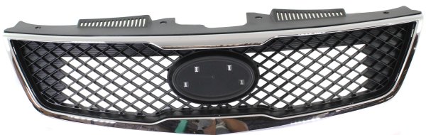 Textured Black Shell and Insert Grille for 2010 Kia Forte, with Chrome Molding, Replacement