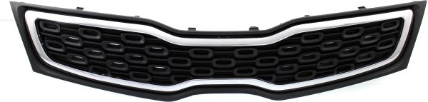 Upper Grille for Kia RIO Sedan 2012-2015, Black Shell and Insert with Chrome Molding, Replacement
