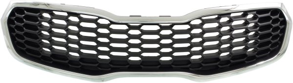 Grille for Kia Forte/Forte5 2014-2016, Chrome Shell with Gray Insert, Suitable for EX/LX Models, Replacement