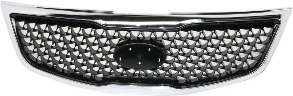 Grille for Kia Sportage 2014-2016, Black Shell and Insert with Chrome Molding, 2.4L Engine, Replacement