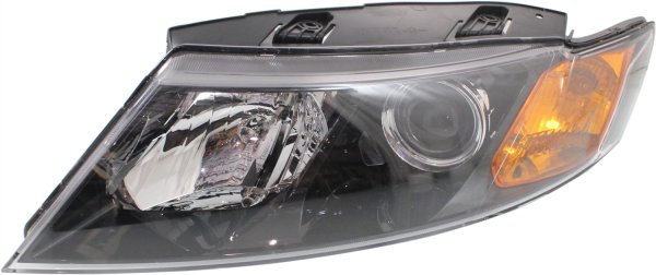 Headlight Assembly for Kia Optima 2009-2010, Left (Driver) Side, Halogen, Black Interior, New Body Style, Replacement