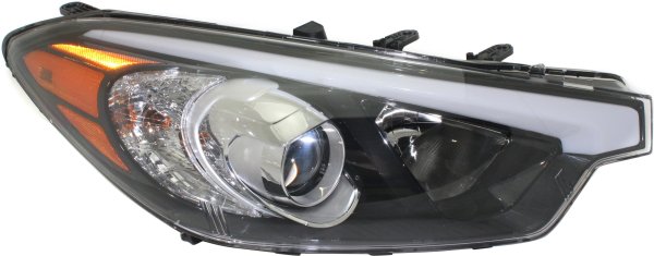 Headlight Assembly for Kia Forte 2014-2016, Right (Passenger) Side, Halogen, without LED Position Light, LX Model Sedan, Replacement