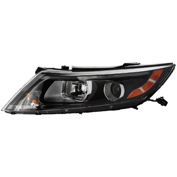 Headlight Assembly for 2014-2015 Optima, Left (Driver), Halogen, Without LED Position Light, Excludes Hybrid Model, USA Built Vehicle, Replacement