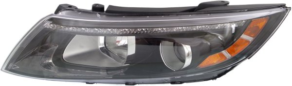 Headlight Assembly for Optima 2014-2015, Left (Driver), Halogen with LED Position Light, Excluding Hybrid Models, USA Built Vehicle, Replacement