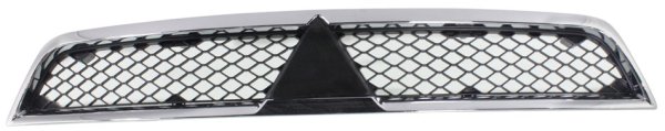 Grille for Mitsubishi Lancer 2008-2015, Chrome Shell with Black Insert, Without Turbo, ABS Plastic, Excluding Evolution/Ralliart Models, Replacement