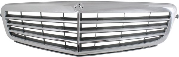 Painted Gray Shell and Insert Grille for Mercedes-Benz C-Class 2008-2011, Excludes AMG Styling Package and Sport Package, Replacement