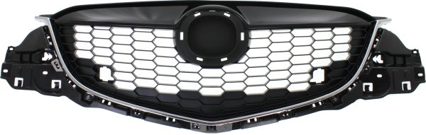 Grille for 2013-2014 Mazda CX-5, Painted Black Shell and Insert with Chrome Molding, Up to 8-20-2013, Replacement