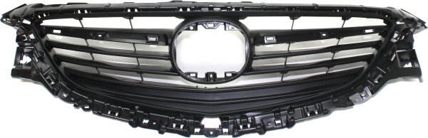Textured Dark Gray Shell and Insert Grille for 2014-2017 Mazda 6, without LED Light Holes, Replacement