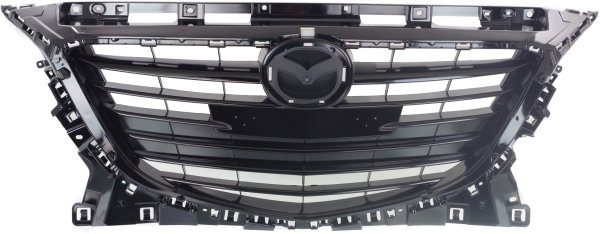 Black Shell and Insert Grille for 2014-2016 Mazda 3 without Collision Warning, Replacement