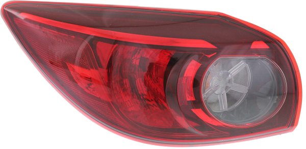 Tail Light Assembly for Mazda 3 Hatchback, 2014-2018, Left (Driver) Side, Outer, Halogen, Suitable for 2017-2018 Mexico/Japan Built Vehicle, Replacement