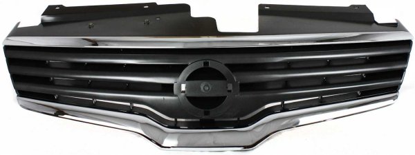 Grille for Nissan Altima Sedan 2007-2009, Chrome Shell with Painted Dark Gray Insert, Replacement