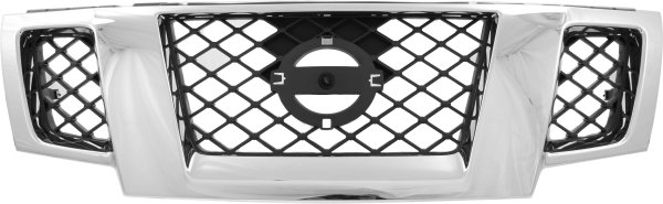 Chrome Shell Grille with Painted Black Insert for Nissan Frontier 2009-2020, 4.0L Engine, Replacement