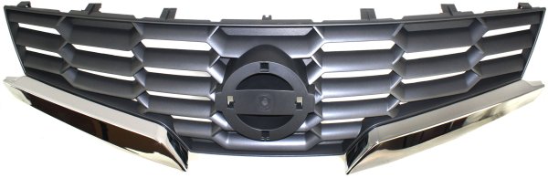 Grille for 2008 Nissan Altima Coupe, Painted Black Shell and Insert with Chrome Lower Bars, Replacement