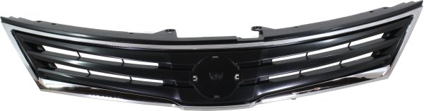 Chrome Shell/Painted Black Insert Grille for 2010-2012 Nissan Versa, 1.8L Engine, Replacement