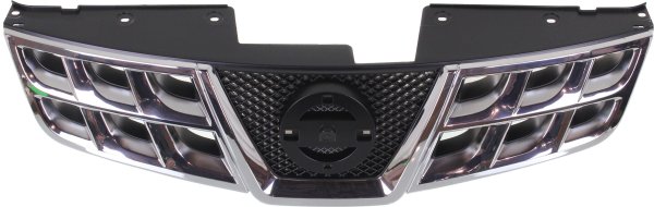 Grille for Nissan Rogue 2011-2013/Rogue Select 2014-2015, Chrome Shell with Black Insert, without Front View Camera, Replacement