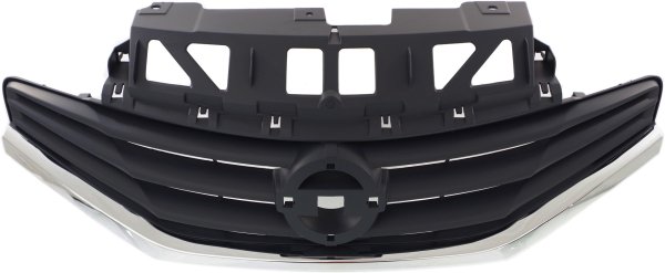 Grille for Nissan VERSA NOTE 2014-2016, Gray Shell and Insert, with Chrome Molding, Excluding SR Model, Replacement