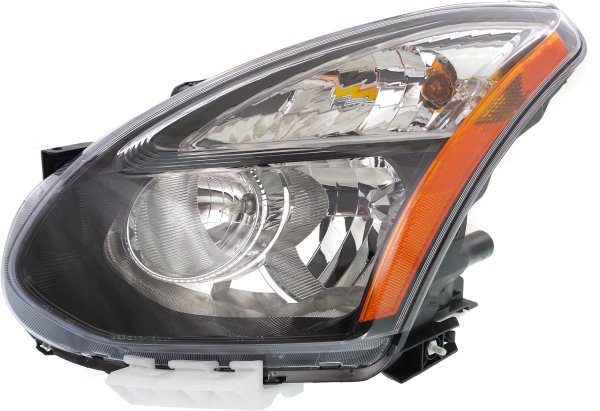 Headlight Assembly for Nissan Rogue Select 2014-2015, Left (Driver), Halogen, Black Interior, Replacement