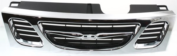 Grille for 1999-2003 SAAB 9-3, Chrome Shell with Painted Black Insert, Replacement