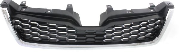 Radiator Grille for Subaru Forester 2014-2016, Textured Dark Gray Shell and Insert with Chrome Moulding, 2.0L Turbo Engine, Replacement