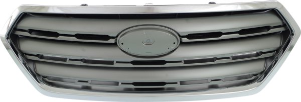 Grille for Subaru Outback 2015-2017, Painted Silver Shell with Gray Insert and Chrome Trim, Replacement