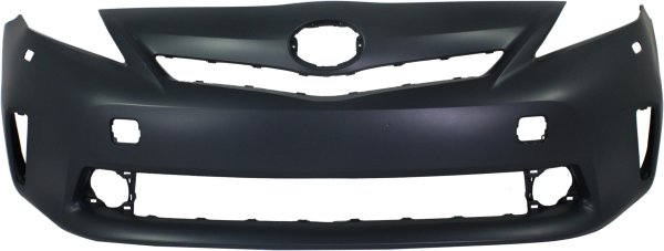 Front Bumper Cover for 2012-2014 Toyota Prius V, Primed (Ready to Paint), with LED Headlights, without Pre-Collision System, Replacement