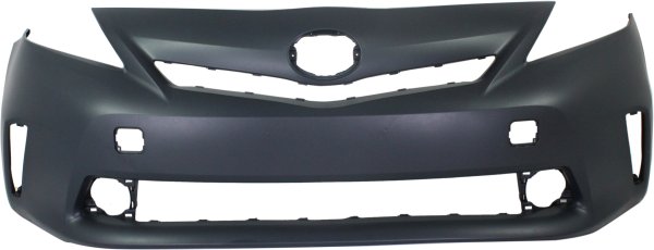 Front Bumper Cover for Toyota Prius V 2012-2014, Primed (Ready to Paint), with Halogen Headlights, without Pre-Collision System, Replacement