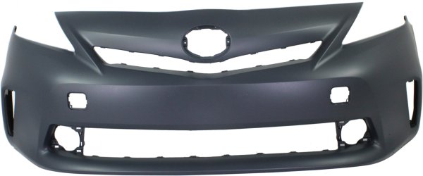 Front Bumper Cover for Toyota Prius V 2012-2014, Primed (Ready to Paint), with LED Headlights and Pre-Collision System, Replacement