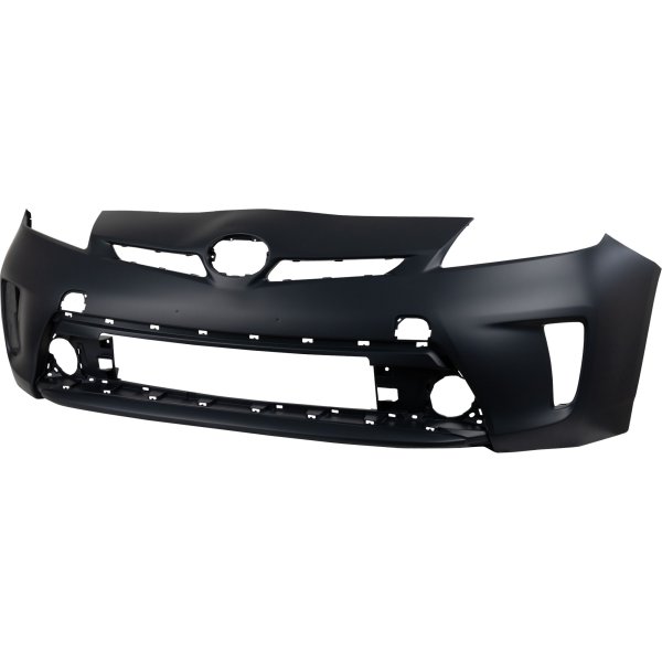 Front Bumper Cover for Toyota Prius/Prius Plug-In 2012-2015, Primed (Ready to Paint), without Headlight Washer Holes, (Plug-In Models Halogen Headlights) Replacement