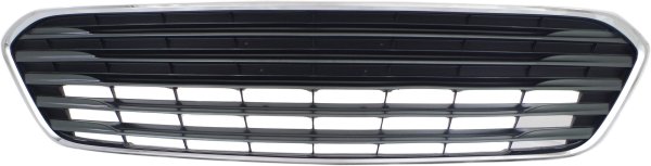 Front Bumper Grille for Toyota Avalon 2013-2015, Chrome Shell with Painted-Silver Insert, Without Sensor Hole, Replacement