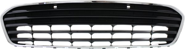 Front Bumper Grille for Toyota Avalon 2013-2015, Chrome Shell/Painted-Silver Insert, with Sensor Hole, Replacement