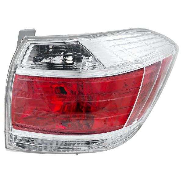 Tail Light for Toyota Highlander 2011-2013 Right (Passenger), Clear and Red Lens, Hybrid Model, Lens and Housing, Replacement